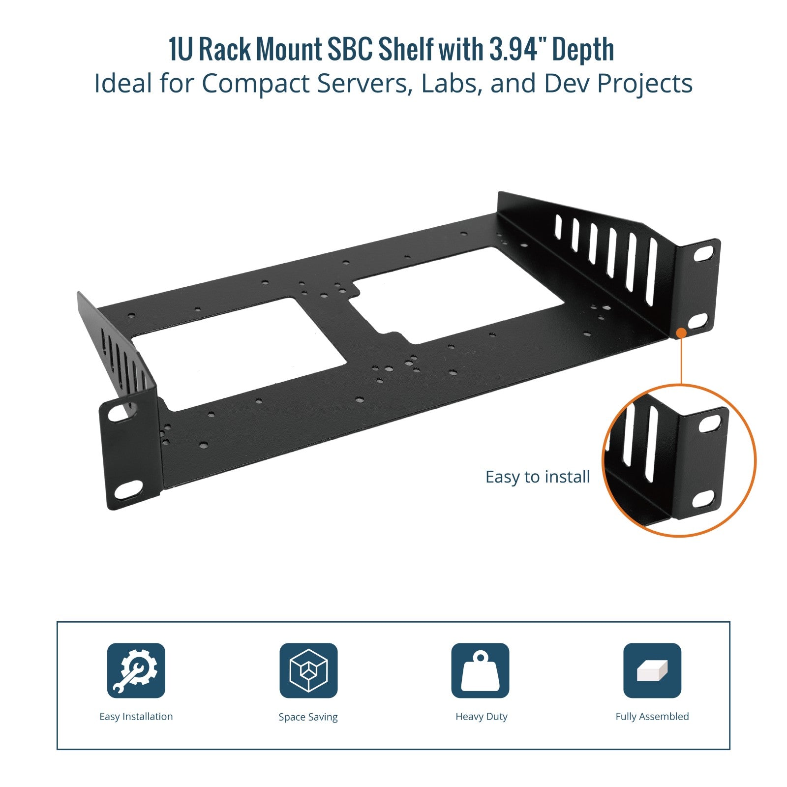 Tecmojo 1U Rack Mount SBC Shelf 3.94