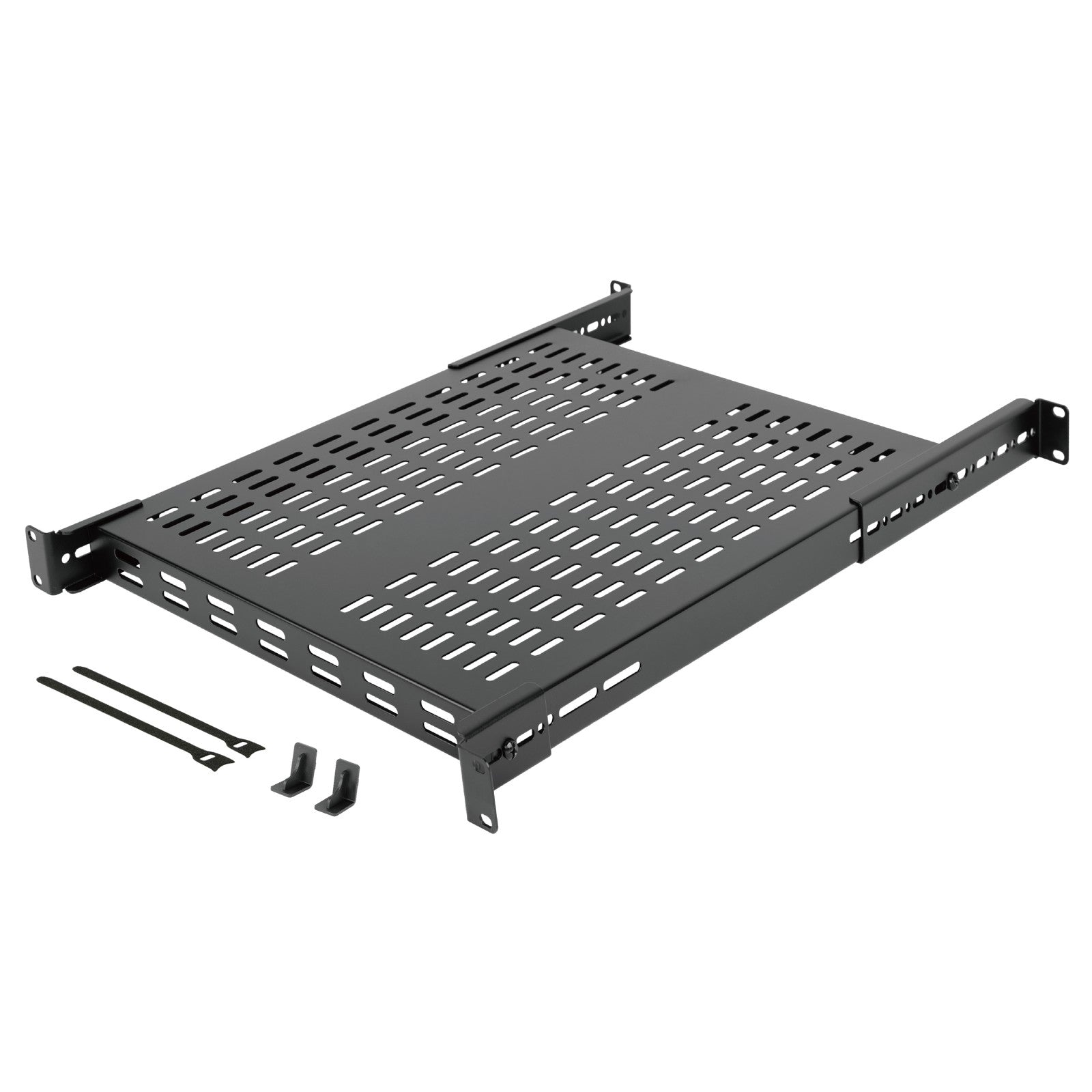 Tecmojo 1U 4-Post 21.7 inch Depth Vented Rack Shelf with Adjustable De