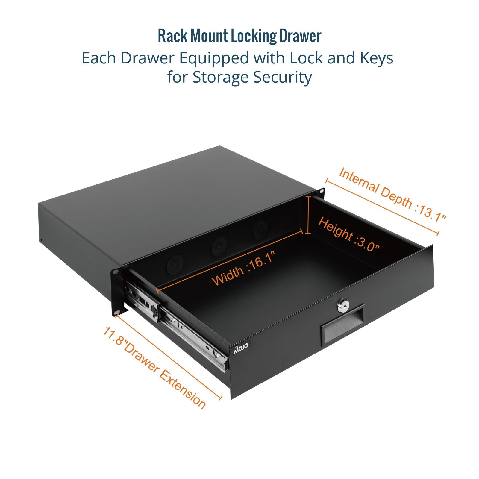 Tecmojo 2U Rack Drawer with Cable Management Holes for 19 inch Equipme