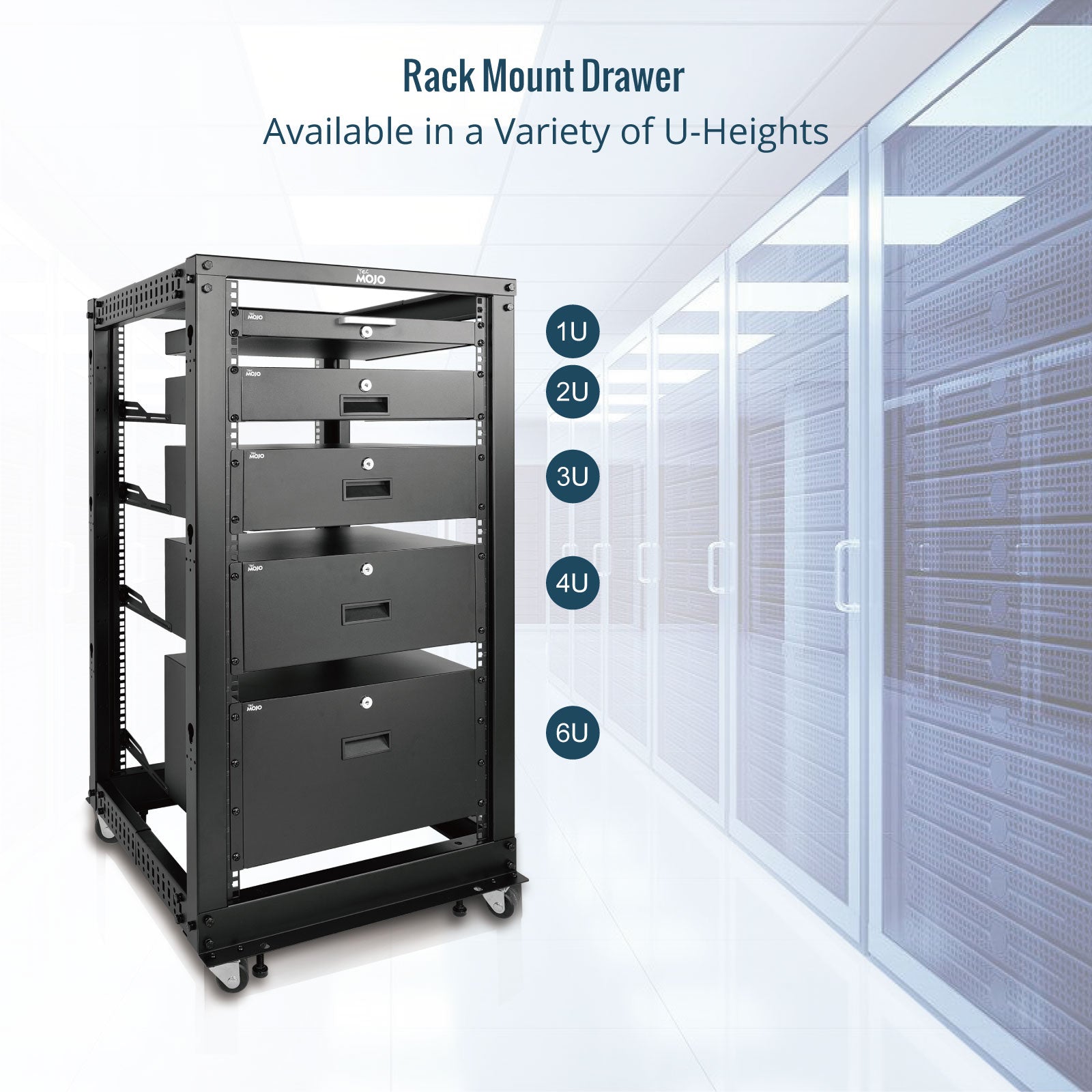 Tecmojo 6U Rack Drawer with Cable Management Holes for 19 inch Equipme