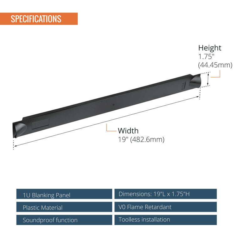 Tecmojo 1U Toolless Mounting Plastic Rack Mount Blank Panel for 19 inch Equipment（10 Pack）