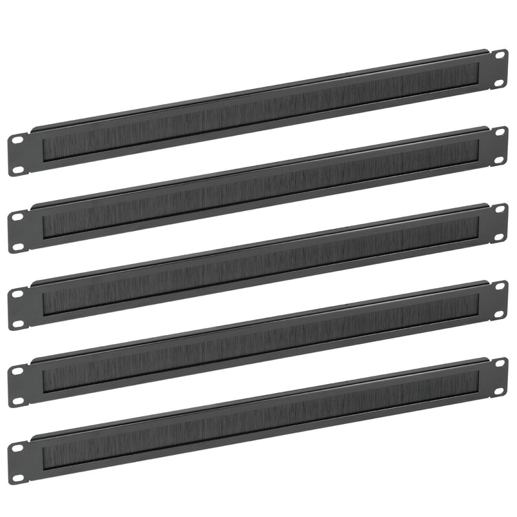 Tecmojo 1U Rack Mount Cable Management Panel with Brush for 19 inch Equipment（5pack)