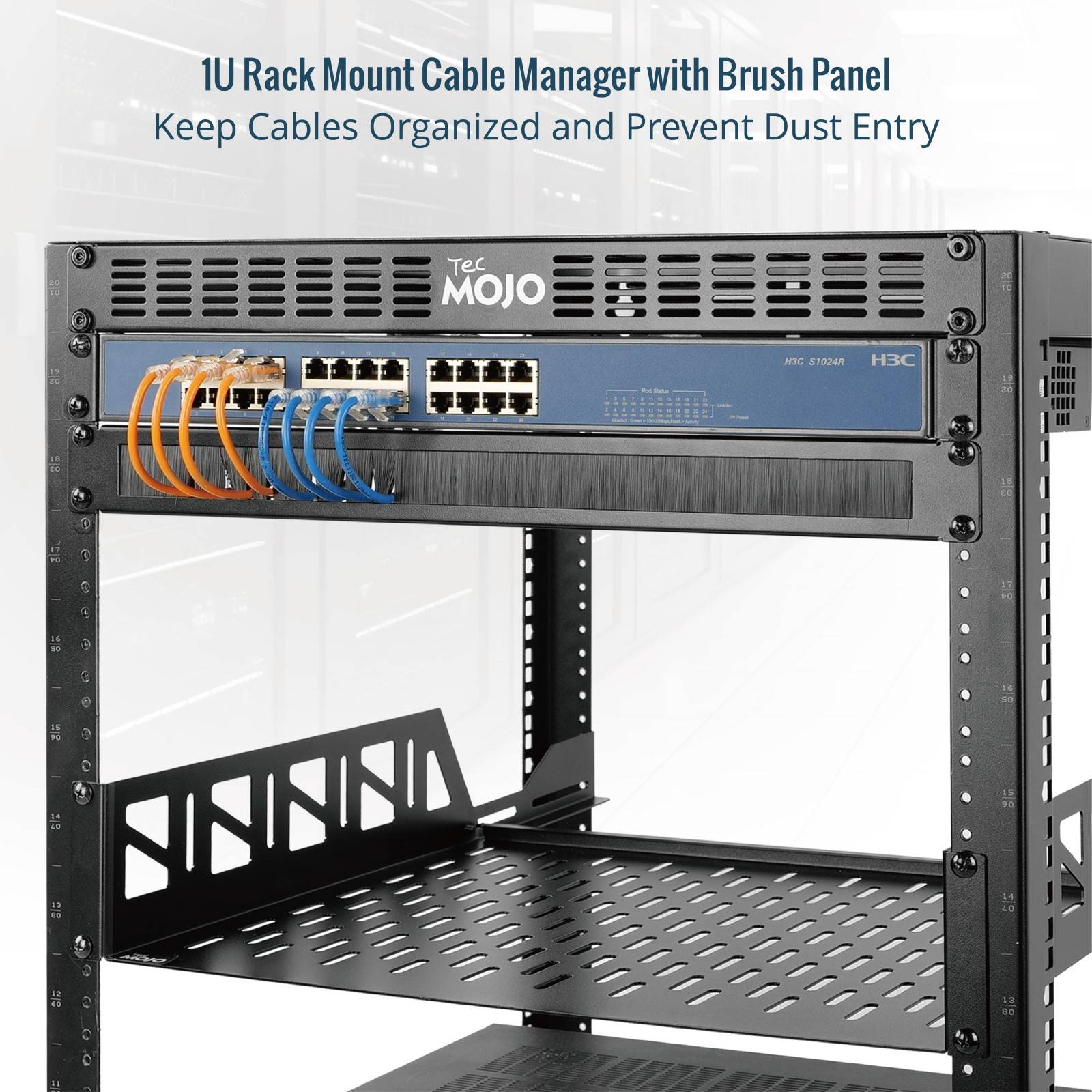 Circuit Cable Rack Mount Tecmojo 1U Rack Mount Cable Management Panel with Brush for 19 inch Eq