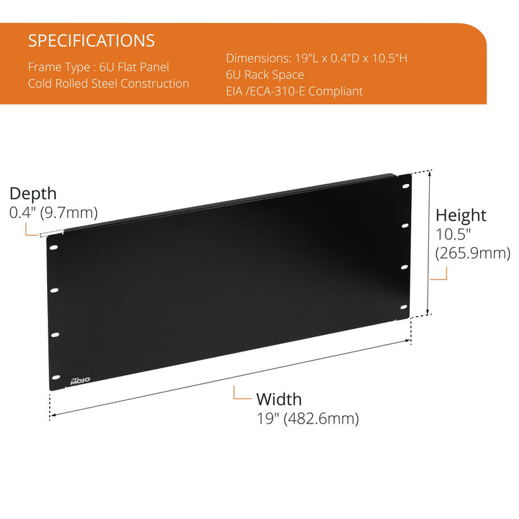 Tecmojo 6U Solid Rack Mount Blank Panel for 19 inch Equipment