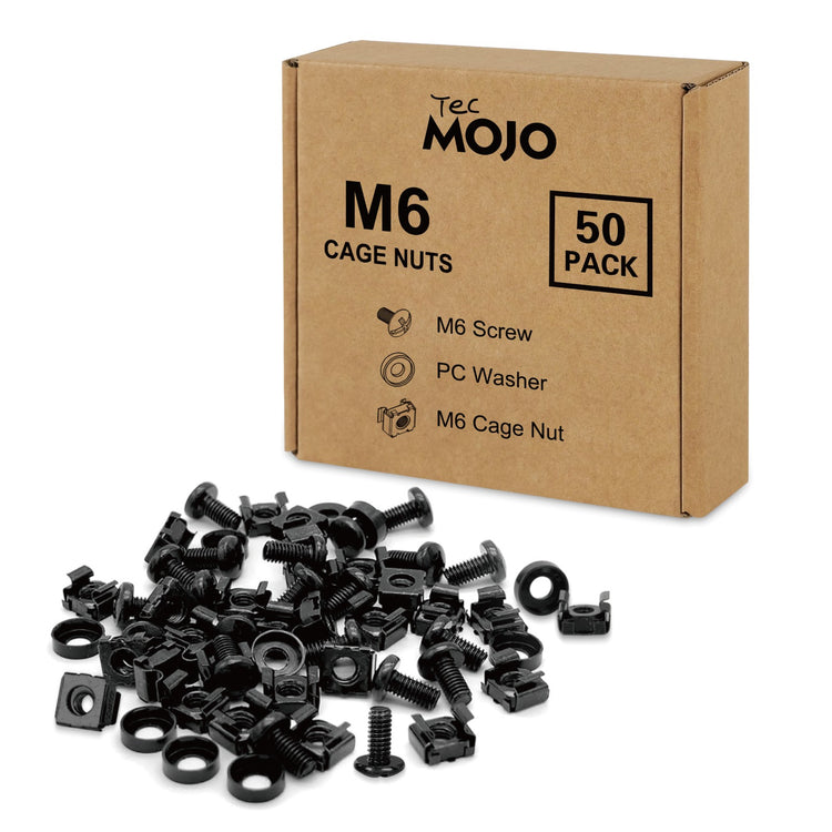 Tecmojo M6 Cage Nuts and Screws 1/2inch Rack Mount Screws(50 Pack)