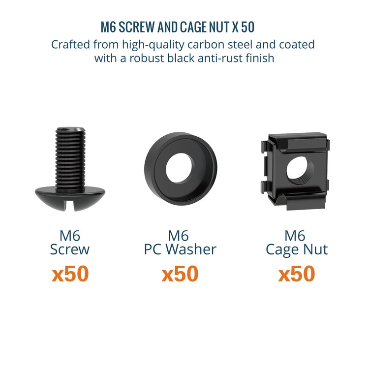 Tecmojo M6 Cage Nuts and Screws 1/2inch Rack Mount Screws(50 Pack)