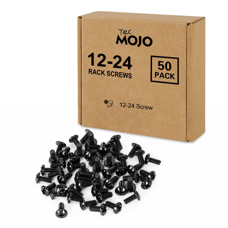 Tecmojo 12-24 Pan Head Rack Mount Screws Phillips Type Pilot Point Screws(50 Pack)