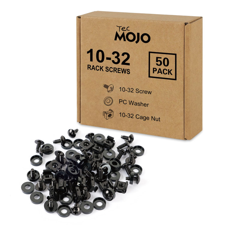 Tecmojo 10-32 Steel Pan Head Rack Mount Screws Phillips Type Pilot Point Screws(50 Pack)