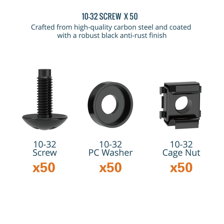 Tecmojo 10-32 Steel Pan Head Rack Mount Screws Phillips Type Pilot Point Screws(50 Pack)