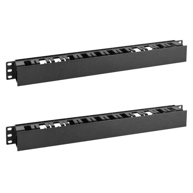 Tecmojo 1U 12 Slots 2.6“ Depth Plastic Rack Horizontal Cable Management with Cover  for 19 inch Equipment(2 Pack)