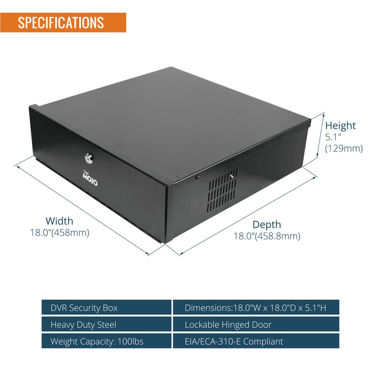 Tecmojo 18 inch Depth Heavy Duty DVR Lock Box with Fan