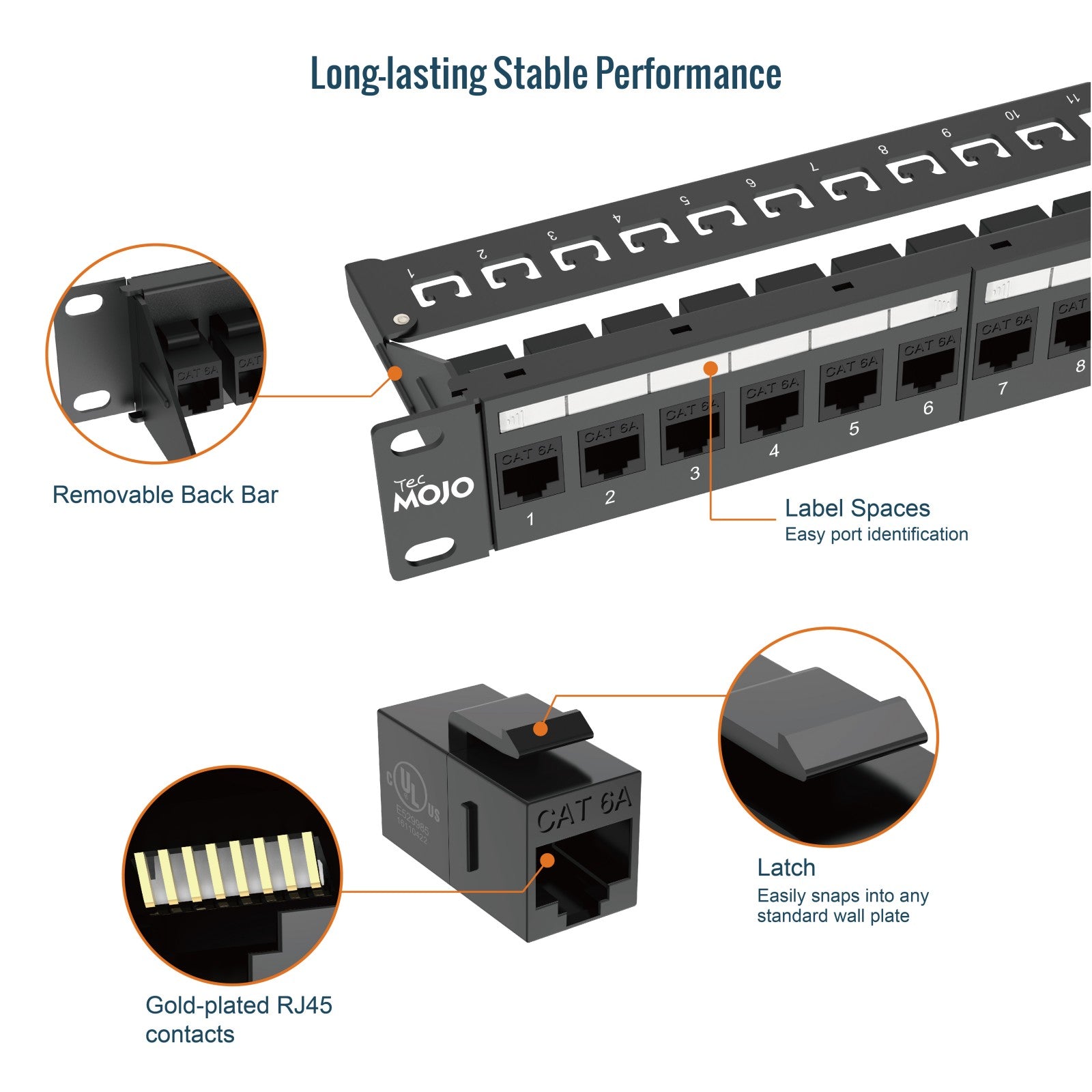 cat6a patch panel with long-lasting stable performance