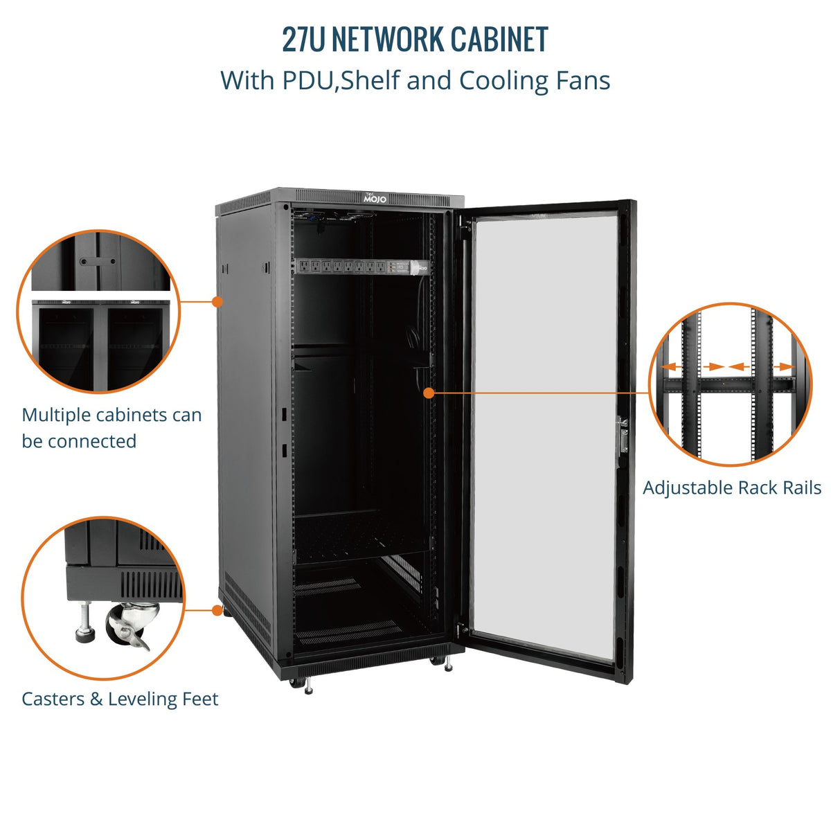 Data Rack 27u 27U Network Rack Cabinet,23.6 Inch Depth,Fast Assembly | Tecmojo