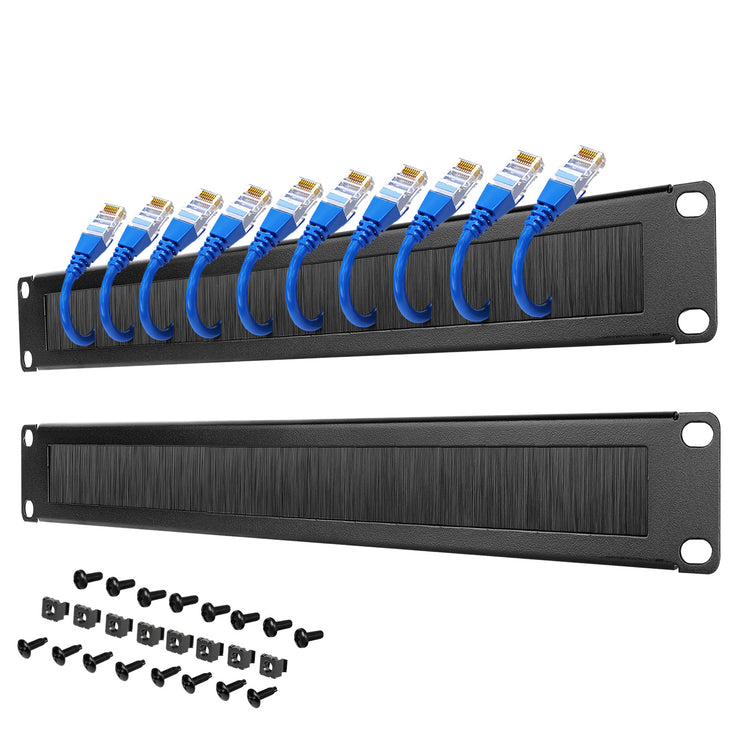 Tecmojo 1U Rack Mount Cable Management Panel with Brush for 19 inch Equipment（2pack)