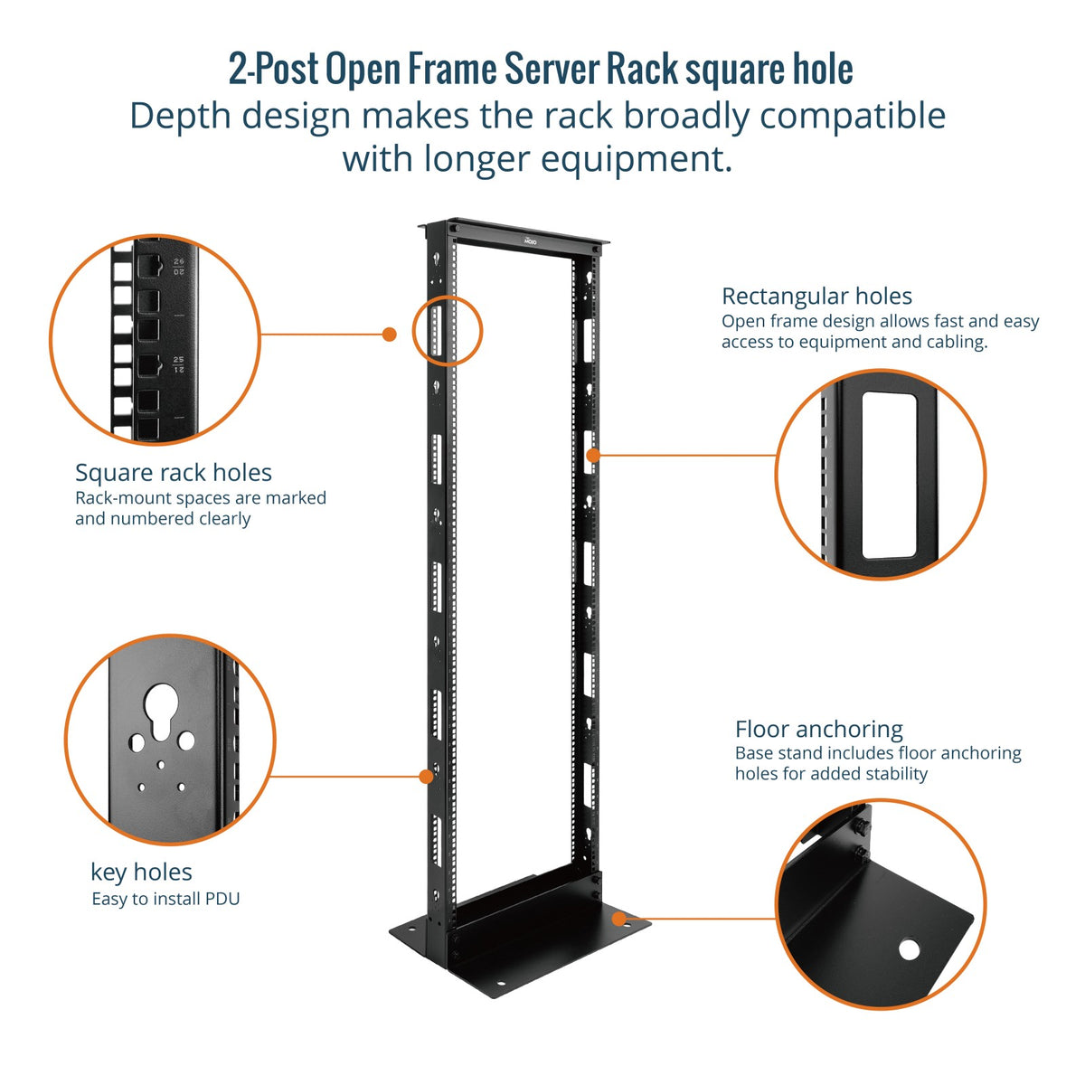 38u Standing Rack Tecmojo 38U Server Rack 2 Post Open Frame Rack for 19 in Equipment(squ
