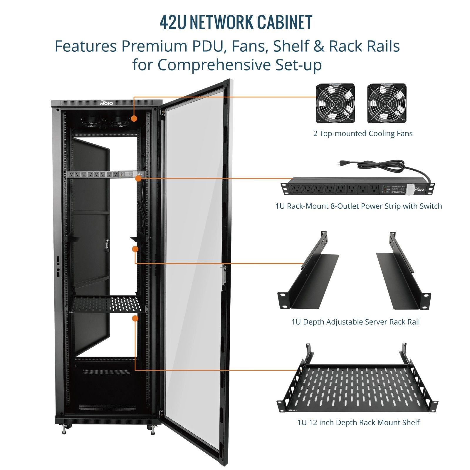 42U Network Rack Cabinet,Excellent Load Capacity | Tecmojo