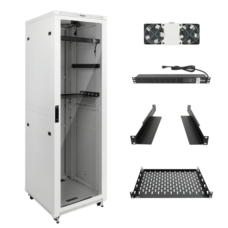 Tecmojo 42U 31.5 Inch Depth Glass Door Server Cabinet with Casters-1800lbs Weight Capacity
