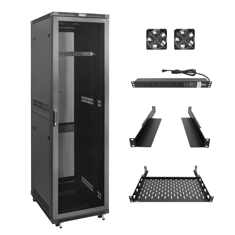 Tecmojo 42U 23.6 Inch Depth Mesh Door Server Cabinet with Casters-1800lbs Weight Capacity