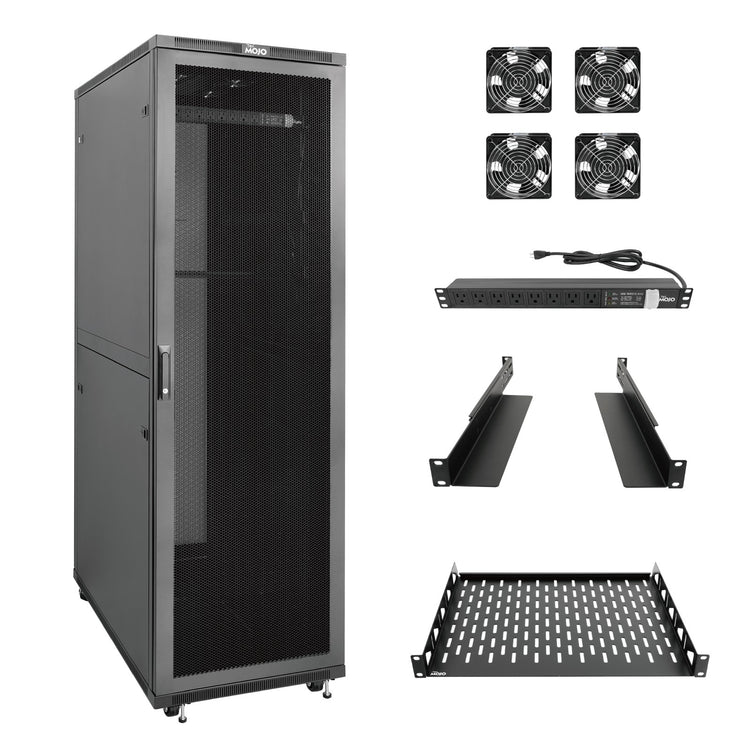 Tecmojo 42U 39.4 Inch Depth Mesh Door Server Cabinet with Casters-1800lbs Weight Capacity