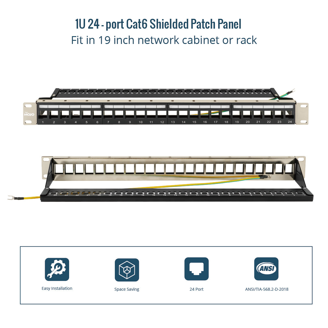 24-port cat6 shielded modular patch panel