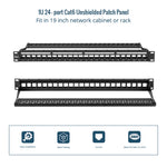 24-port cat6 unshielded blank keystone 1u patch panels