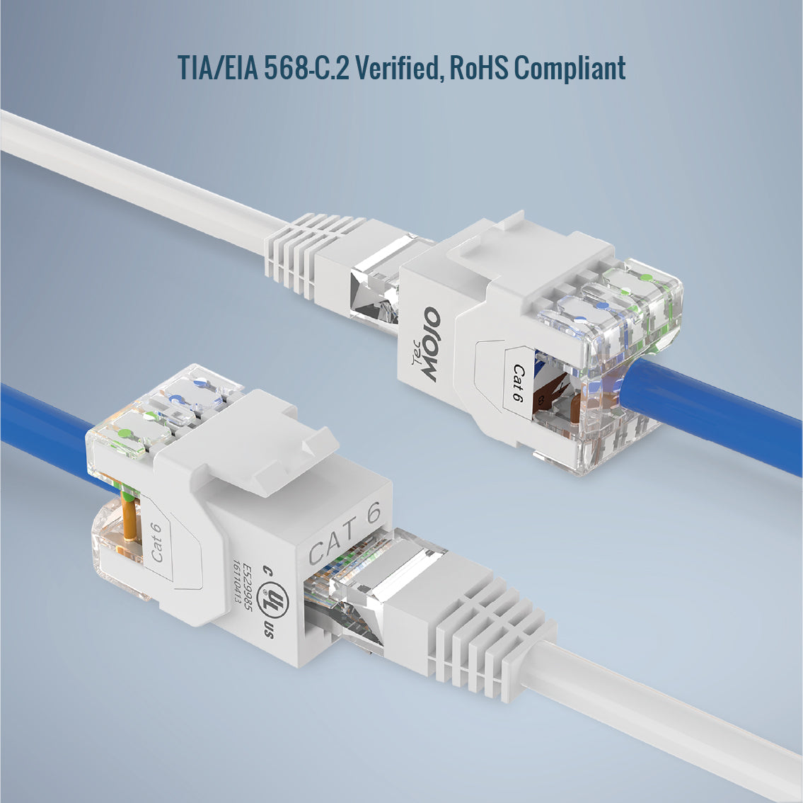 Tecmojo UL Listed 1000 Mbps Cat6 Keystone Jack Insert 10 -Pack, 180 De