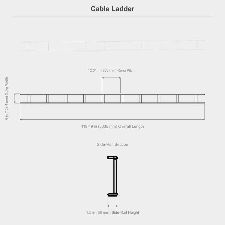 Cable Runway – 10 ft × 6 in × 1.5 in, White