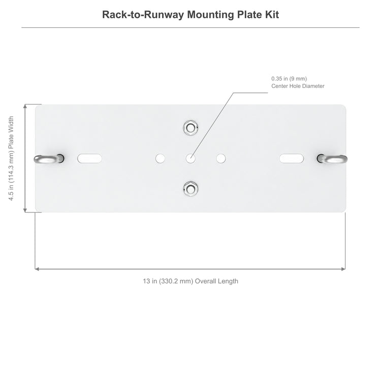 Rack-to-Runway Mounting Plate Kit for 9–12 in, 1.5 in High Cable Runway, White