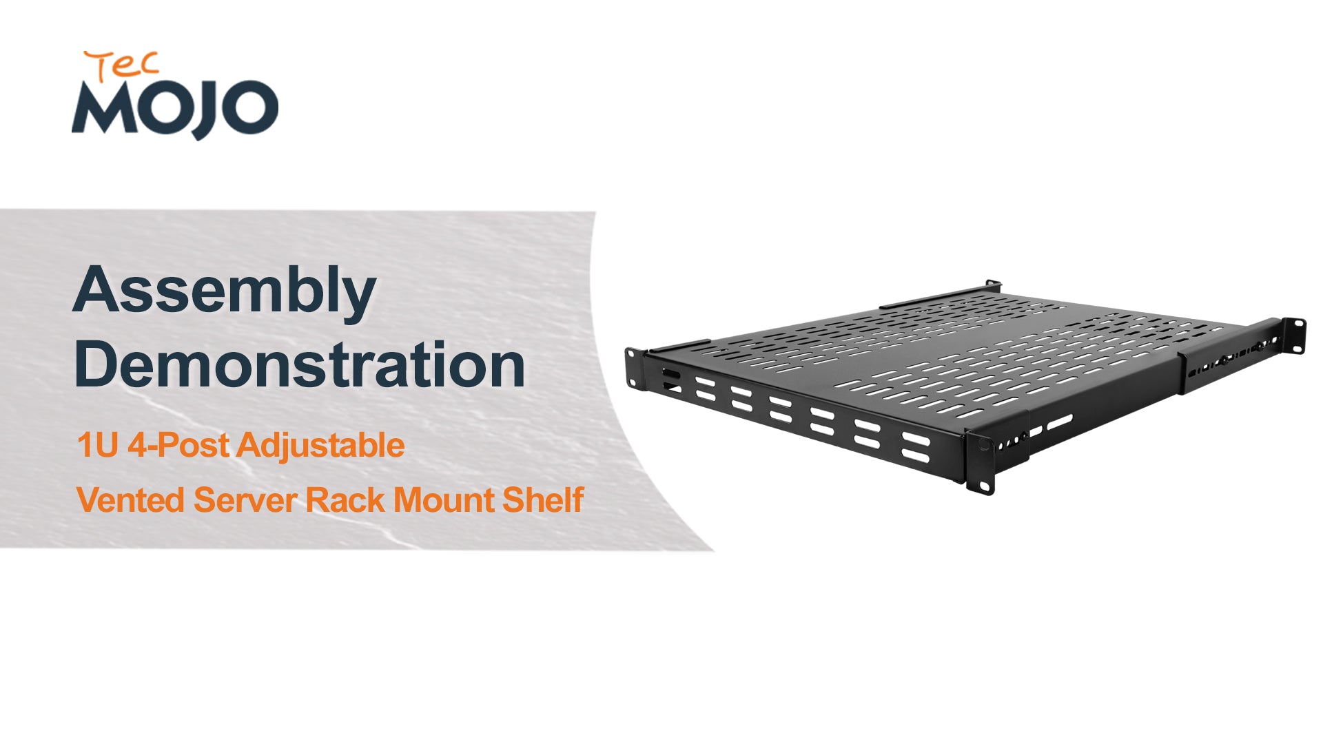 Tecmojo 1U 4-Post 27.6 inch Depth Vented Rack Shelf with Adjustable De