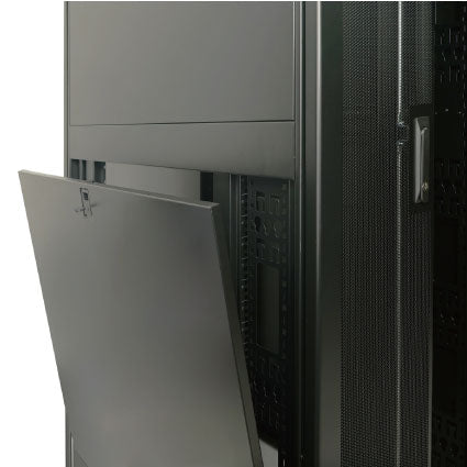 Removable side panel on a Tecmojo server cabinet for easy equipment access