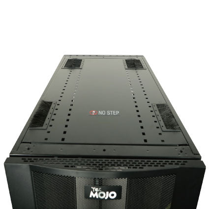 Removable top cover with four brush cable entries on a Tecmojo server cabinet