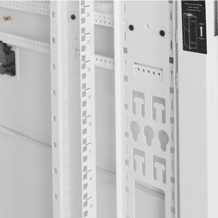 Vertical PDU mounting and cable management panel inside a Tecmojo server cabinet