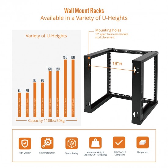 Tecmojo 9U 15.80" Depth Wall Rack