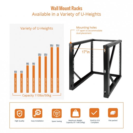 Tecmojo 12U 24.80" Depth Wall Rack