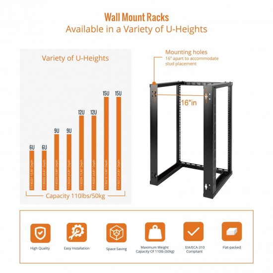 Tecmojo 15U 15.80" Depth Wall Rack