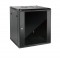 Standard 12U 450mm Depth Wall-mount Cabinet Glass Door Black Flat Pack