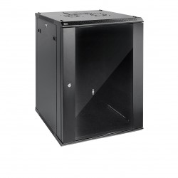 Standard 15U 450mm Depth  Wall-mount Cabinet Glass Door Black Flat Pack