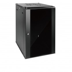 Standard 18U 450mm Depth  Wall-mount Cabinet Glass Door Black Flat Pack