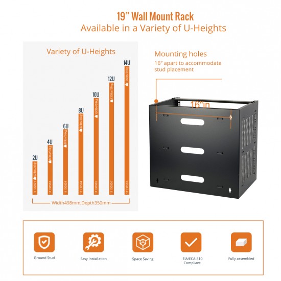 Tecmojo 10U Wall Mount Network Rack - 14 in Deep 