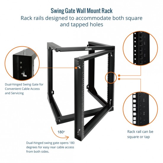 12U 18'' Depth Wall Rack-Swing Gate 