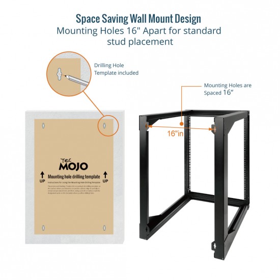 15U 24'' Depth Wall Rack-Swing Gate 