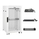 Fully Assembled 18U Network Cabinet AV Rack 600mm DEEP White 4 Post Server Equipment Rack Enclosure with Casters/Locking Mesh Doors