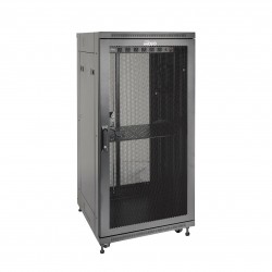 Fully Assembled 27U Network Cabinet AV Rack 600mm DEEP Black 4 Post Server Equipment Rack Enclosure with Casters/Locking mesh Doors