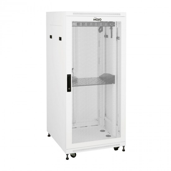 Fully Assembled 27U Network Cabinet AV Rack 800mm DEEP White 4 Post Server Equipment Rack Enclosure with Casters/Locking Mesh Doors