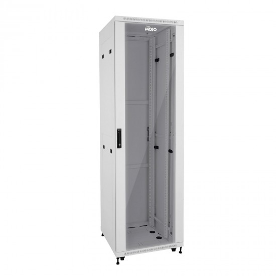 Fully Assembled 42U Network Cabinet AV Rack 600mm DEEP White 4 Post Server Equipment Rack Enclosure with Casters/Locking Glass Doors