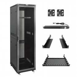 Tecmojo 42U 600*600 Network Cabinet, front mesh & back double mesh（DB-black）