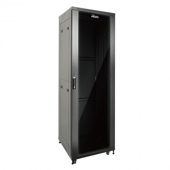 Tecmojo 42U 600*800 Network Cabinet, front glass & back solid（DB-black）