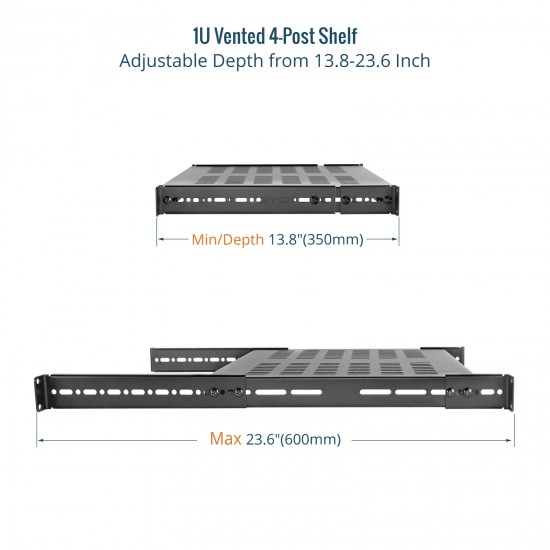 Tecmojo 1U 4-Post Vented Shelf 13.8" Deep