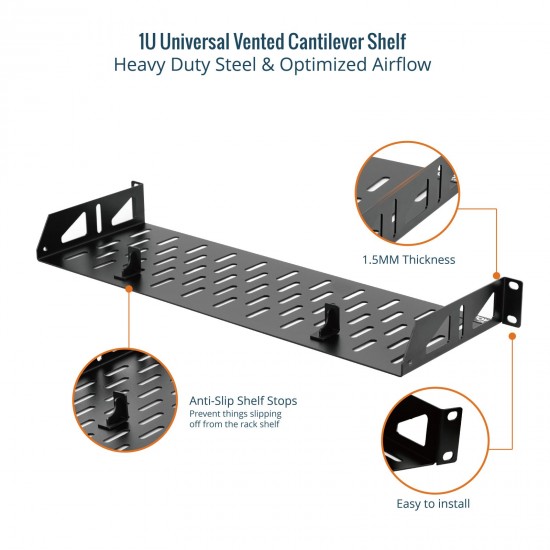 Tecmojo 1U 6" Depth Vented Cantilever Shelf