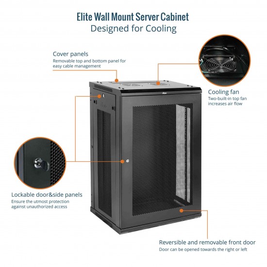 ELITE 18U 600MM DEPTH WALL-MOUNT CABINET, MESH DOOR FLAT PACK